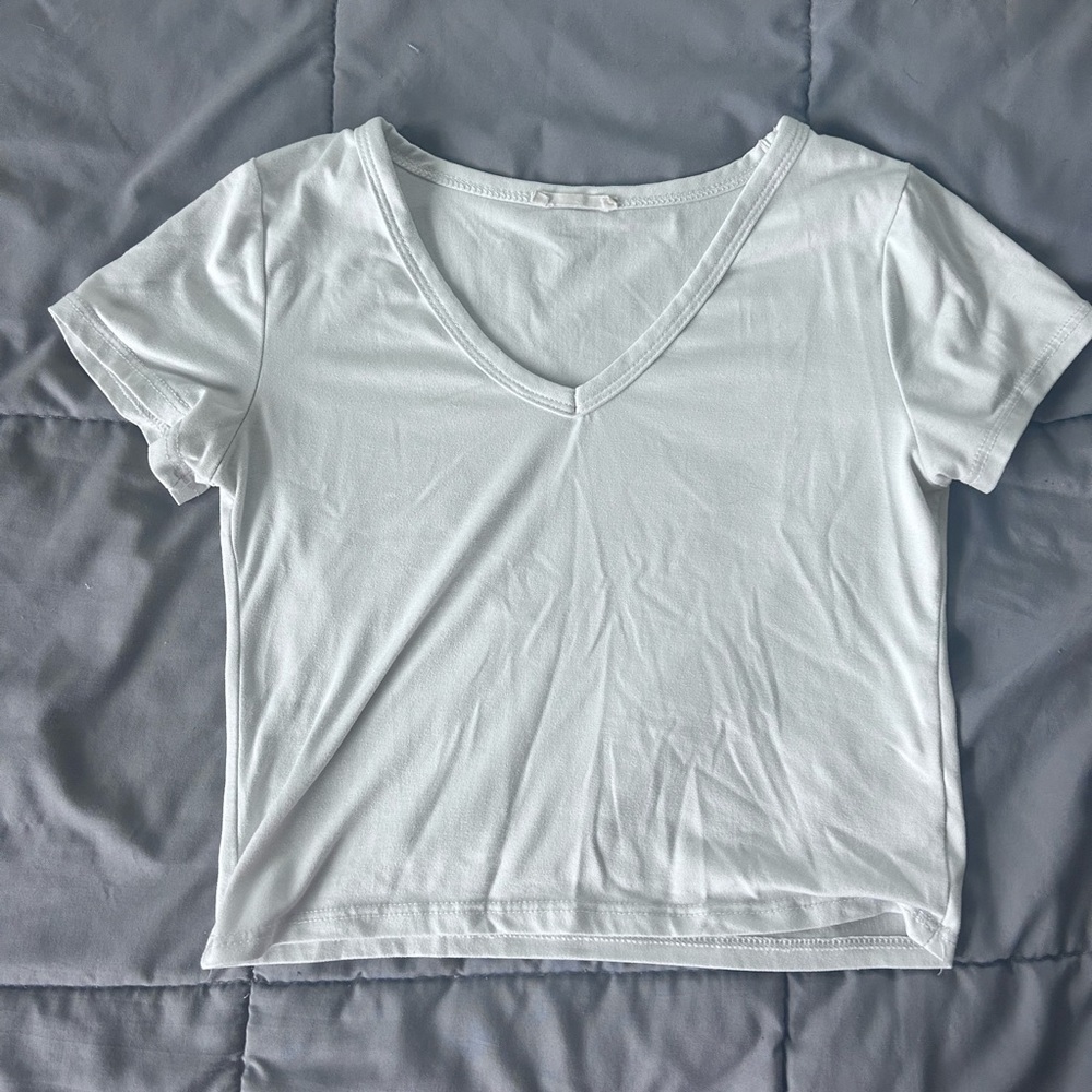 White cropped tank top short sleeves